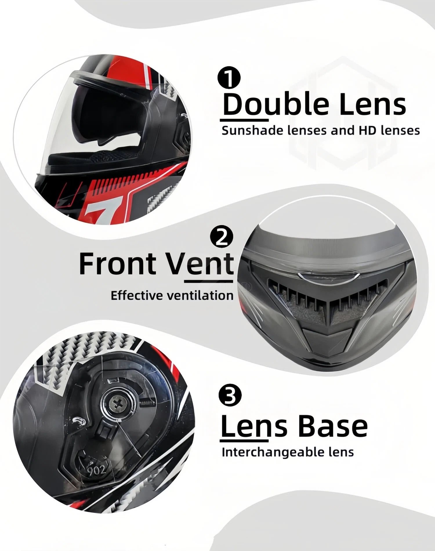 FULL FACE HELMET BLACK RED - Image 2