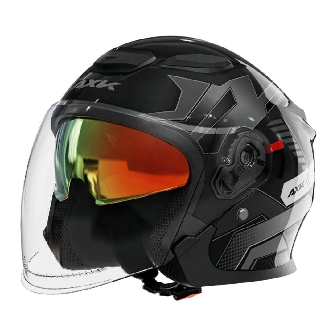 Half Face Helmet Black Ash BD, Black Ash Bike Helmet Price in Bangladesh, Stylish Open Face Helmet BD, Racing Design Helmet Bangla, Motorcycle Half Helmet BD,